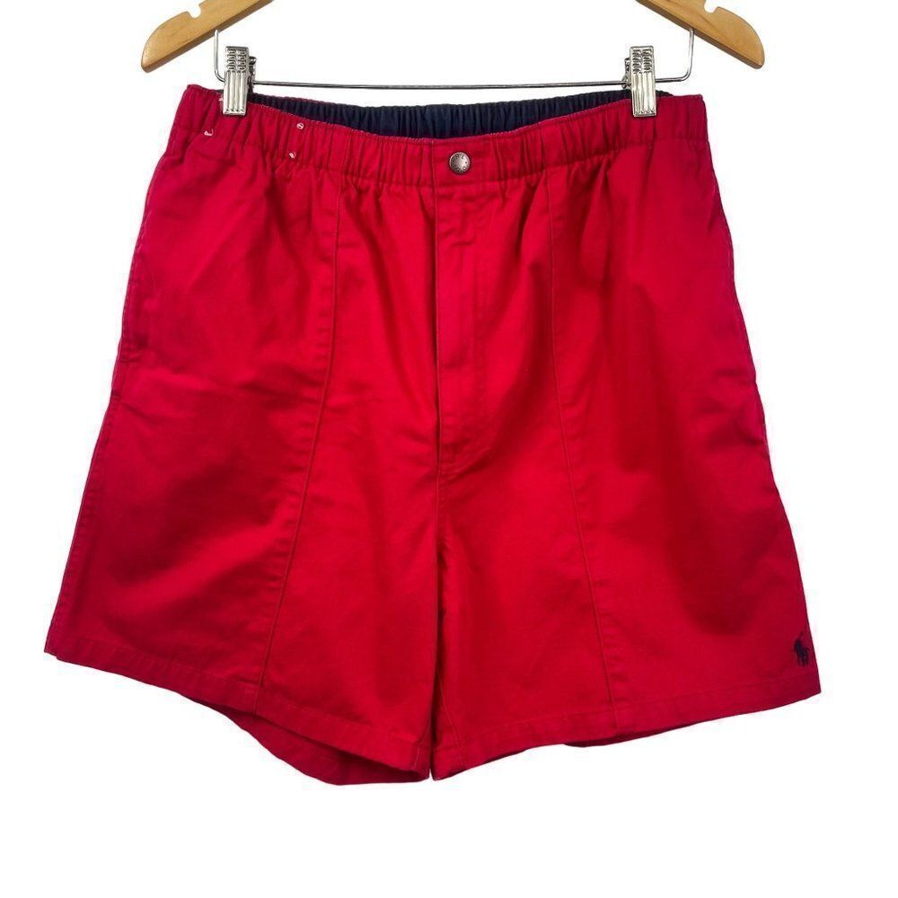 Vintage 90's Rare Polo Ralph Lauren Men's Red Short 6" Inseam Above Knee Shorts
